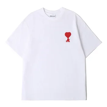 Novo Ami Amoring Ljubezen Vezene Kratek Rokav T-Shirt z Pol Rokavi