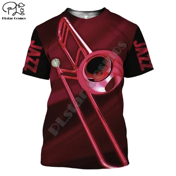 PLstar Kozmos 3DPrint Glasba Glasbila, Rock, Jazz Pozavna Harajuku Ulične Smešno Priložnostne Tshirts Kratek Rokav A-1